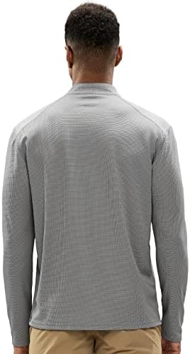 MIER erkek 1/4 Zip Kazak ile Cep Waffle Koşu Egzersiz Golf Yürüyüş Gömlek Hafif Atletik Fit yakalı tişört