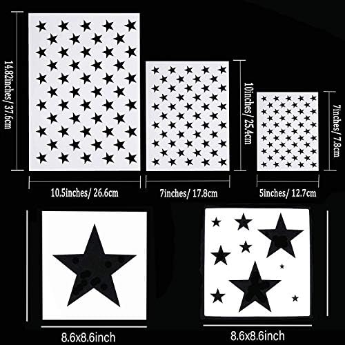 5 Parça Amerikan Bayrağı 50 Yıldız Stencil Şablon Boyama için Ahşap, Kumaş, Kağıt, Airbrush, Duvarlar Sanat (a)