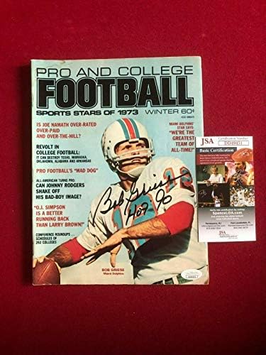 1973, Bob Griese, İmzalı(JSA) FUTBOL Dergisi (Kıt) - İmzalı NFL Dergileri