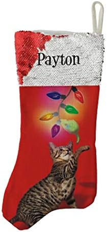 Kişiselleştirilmiş hediyeler tatil dekor kedi Noel ışıkları ile oynarken 2 paket özelleştirilmiş Flip pullu çorap mavi