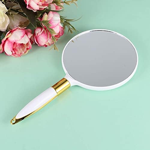 TTms makyaj aynası 1 Adet El Yuvarlak Ayna Oval Kozmetik Çanta Ayna Retro makyaj aynası Kadın için (Renk: Beyaz)