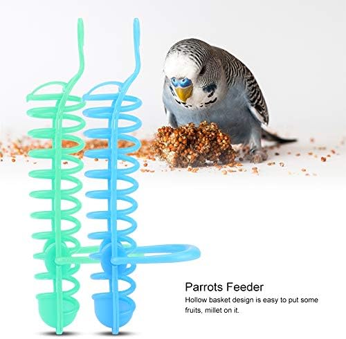 Yosooa Taşınabilir Spiral Besleyici Kuşlar Papağan Meyve Tutucu, 2 Paket Asılı Spiral Tohum Besleyici Papağan Parakeet Cockatiel