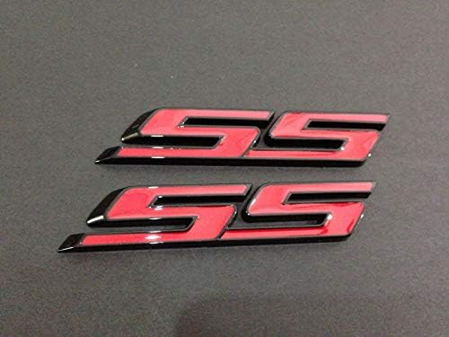 2 adet SS Yapıştırıcı Amblemler ABS Sticker 3D Logo Impala Kobalt Camaro ile Uyumlu (Krom Siyah)