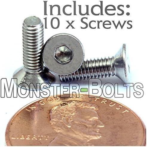 MonsterBolts-M3 x 10mm Düz Başlı Soket Kapağı Vidaları, DIN 7991, Paslanmaz Çelik, 10 Paket