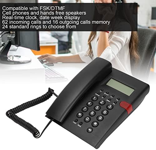 Sanpyl K010A-1 Masaüstü Kablolu Telefon, FSK/DTMF Profesyonel Danışma Sabit Telefonlar, Ekran ve Ayarlanabilir Hacim ile, Ofis