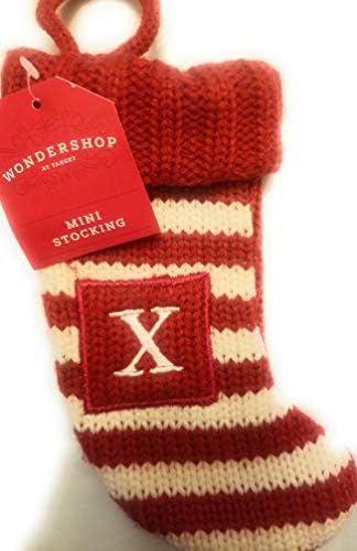 Wondershop Noel Örgü Mini Stocking Monogram Mektup X Kırmızı ve Beyaz Önlemler 7 Mantel Parça Dekorasyon