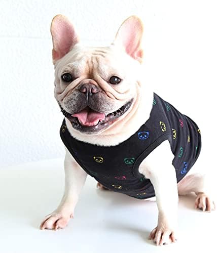 Yirtree Pet Yelek Anti-Fade Pet Köpek Moda Baskı Giyim Giysi için Yaz Siyah 2XL
