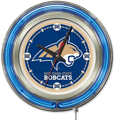 Montana State Bobcats HBS Neon Mavi Kolej Akülü Duvar Saati (15)