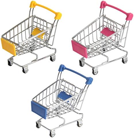 HAPY SHOP Mini Süpermarket El Arabası, 3 Paket Mini Alışveriş Sepeti Alışveriş Yardımcı Sepeti Modu Depolama Oyuncak Masası