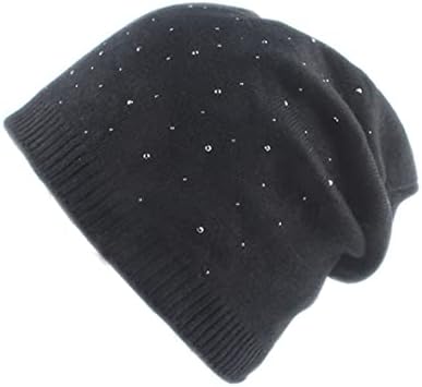 RDINTT Rhinestone Kış Şapka Kadın Skullies Beanies Kaşmir Yün Örme Kapaklar Bere Yumuşak Sıcak Şapkalar Bayanlar Kaput