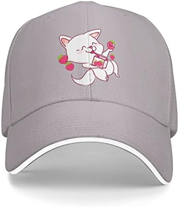 Kedi Kawaii Anime erkek kamyon şoförü şapkası Ayarlanabilir beyzbol şapkası Snapback şapka Kadınlar için Gri