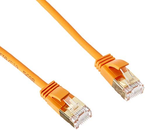 Monoprice SlimRun Cat6A Ethernet Yama Kablosu-Ağ İnternet Kablosu-RJ45, Telli, STP, Saf Çıplak Bakır Tel, 36AWG, 50ft, Turuncu