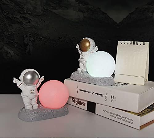 Yatchen Sevimli 3D Astronot Ay Lambası, eğlenceli Spaceman LED Kablosuz Masa Lambası Yatak Odası Başucu Gece Lambası Benzersiz