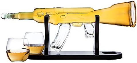 Tüfek Tabanca Viski Sürahi ile 2 Viski Gözlük Set - Likör için, Scotch, Bourbon Votka, Erkekler için Hediyeler