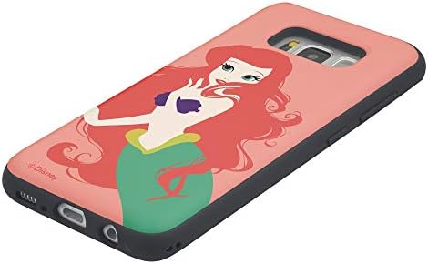 Galaxy S8 Artı Kılıf ile uyumlu Prenses Çift Katmanlı Kart Slayt Yuvası Cüzdan Tampon Kapak-Küçük Denizkızı Ariel Mercan