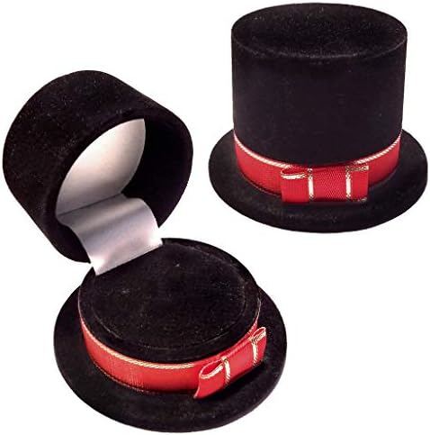 Benzersiz Siyah Kadife Silindir Şapka Hediye Kutusu, Yüzük, Pin, Vb 1020067-1PK-NF