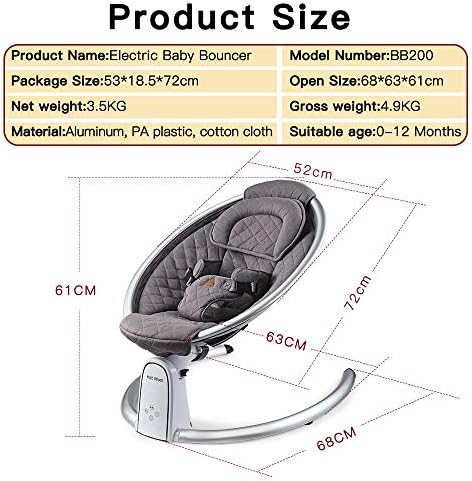 Sıcak Anne Bebek Salıncak Bluetooth ve Istihbarat Zamanlama Bebek Rocker Çoklu Dişliler koltuk Ayarı ve bebek sandalyesi (Koyu