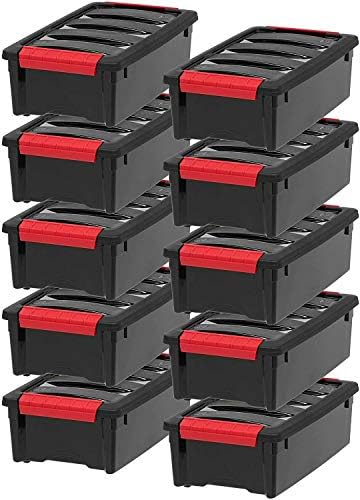 kuz Plastik Saklama Kabı Siyah İstiflenebilir Çekme Kutusu Kapaklı 10'lu Paket Kutu-Saklama Kutuları-Kapaklı Saklama Kutuları