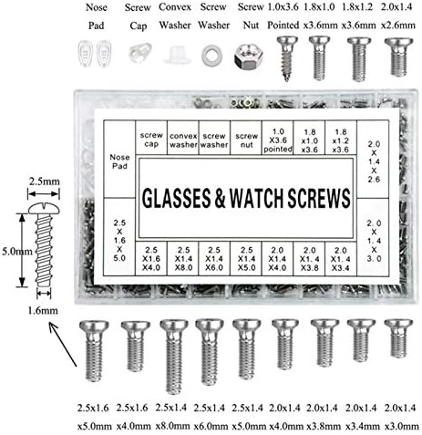 GJHL Matkap Gözlük Tamir Kiti, Güneş Gözlüğü Tamir Kiti Gözlük Vidaları Burun Yastıkları,Tornavida Seti ve Dayanıklı Gözlükler