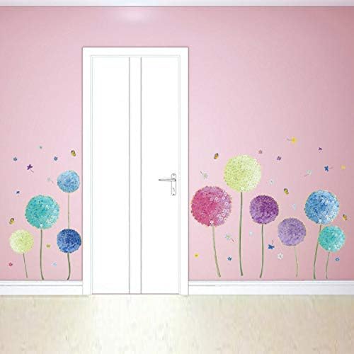 Runtoo Çiçek Duvar Çıkartmaları Renkli Karahindiba Allium duvar çıkartmaları Süpürgelik Kelebek Oturma Odası Yatak Odası Duvar