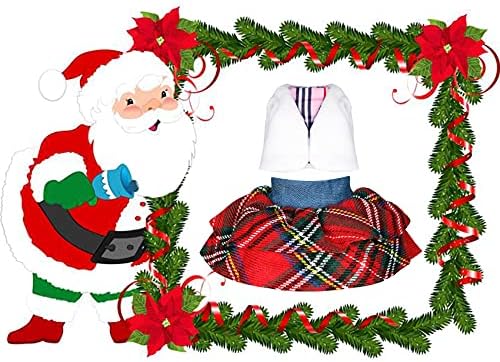 Erweıcet Santa Couture Bez Elf Couture Giyim için Elf Bebek Noel Aksesuar Seti (Kabarık Yelek ve Ekose Etek)
