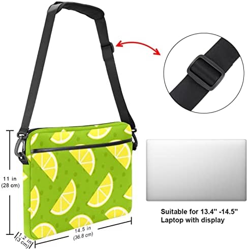 Limon Desen Yeşil Laptop omuz askılı çanta Kılıf Kol için 13.4 İnç 14.5 İnç Dizüstü laptop çantası Dizüstü Evrak Çantası Iş