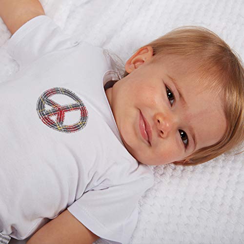 Stephan Baby Snapshirt Tarzı Bebek Bezi Örtüsü, Ekose Barış İşareti ile Beyaz, 6-12 Ay