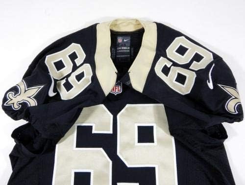 2012 New Orleans Saints Swanson Miller 69 Oyunu Yayınlandı Siyah Jersey NOS0111-İmzasız NFL Oyunu Kullanılmış Formalar