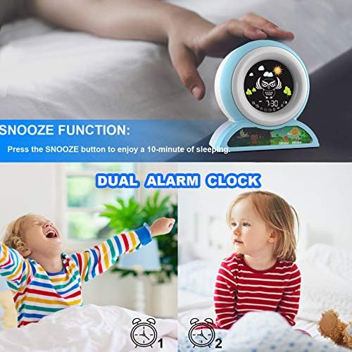 Çocuk çalar saat, çocuk Uyku Eğitmeni, 5 Renk Gece Lambası, Uyku Ses Makinesi, Dijital uyandırma Saati, çift alarmlı saatler