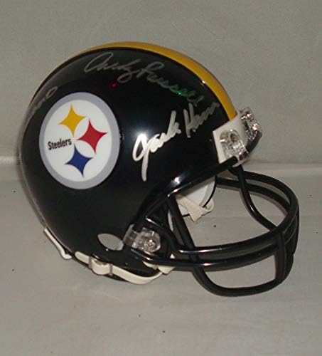 Jack Ham, Jack Lambert, Andy Russell İmzalı Pittsburgh Steelers Mini Kaskı, Tristar Authentic