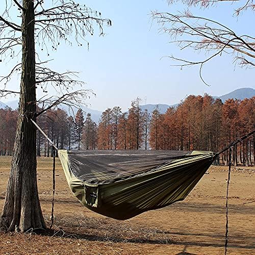 Sunyear Kamp Hamak ile Çıkarılabilir Hiçbir See-Um Net, Çift ve Tek Taşınabilir Açık Hamak Paraşüt Hafif Naylon Ağacı Sapanlar
