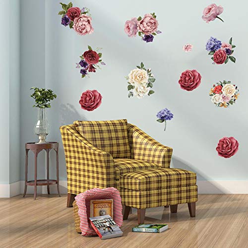 Çiçekler Duvar Çıkartmaları Şakayık Gül Çiçek duvar çıkartmaları Oturma Odası için, Çiçeği Çiçekler Duvar Posterler Çıkarılabilir