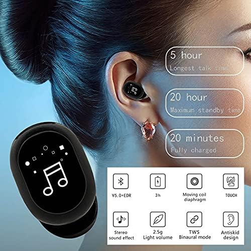 Sdoveb Bluetooth Kulaklıklar, F911 Bluetooth 5.0 Kablosuz Stereo Kulaklık Kulak İçi Mini Gürültü Azaltma Gizli Kulaklıklar