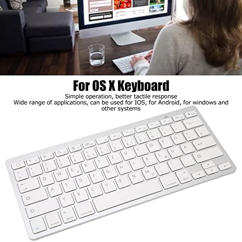 Jacksing Kablosuz Klavye, Uzun Ömürlü Bilgisayar Klavyesi Kolay Kullanım OS X için Ultra İnce (Almanca)