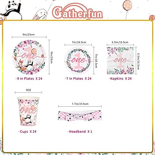 Gatherfun Bebek 1st Doğum Günü Parti Malzemeleri Tek Kullanımlık Kağıt Tabaklar Peçeteler Bardaklar Çatal Masa Örtüsü Banner