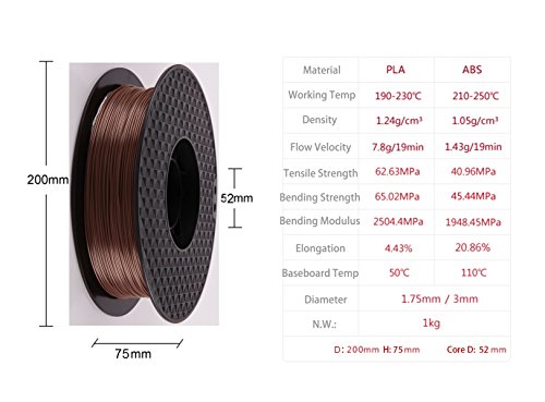 3D PLA Filament 1 KG 1.75 mm 3D Yazıcı Filament 330 m Uzunluk PLA 3D Baskı Filament Altın Renk