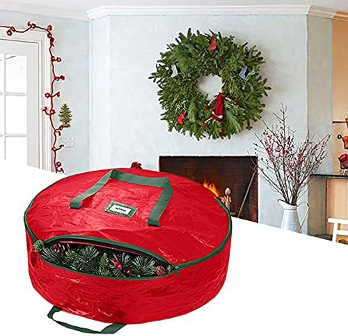MSUIINT 2 Adet Yuvarlak Noel Çelenk saklama çantası Kolu ile, 30 yılında Noel Dekoratif Çelenk Saklama Kabı, kumaş Depolama