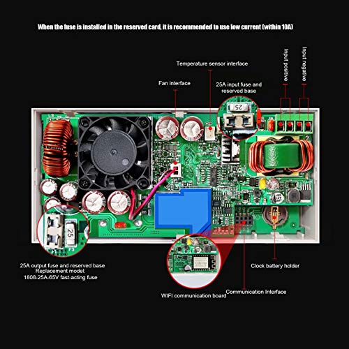 Fafeıcy CNC DCDC Buck Modülü, Buck Boost Güç Kaynağı, ayarlanabilir Adaptör Adım Yukarı ve Aşağı 6-70 V için 0-60 V(RD6018-W)