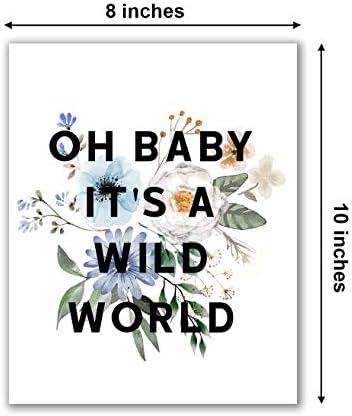 Midoro Oh Bebek Bu Vahşi Bir Dünya Çiçek Baskı-Çerçevesiz, Kreş Yazdırılabilir, Kreş Sanat, Bebek Kız Duvar Dekor Çiçek, Mutlu