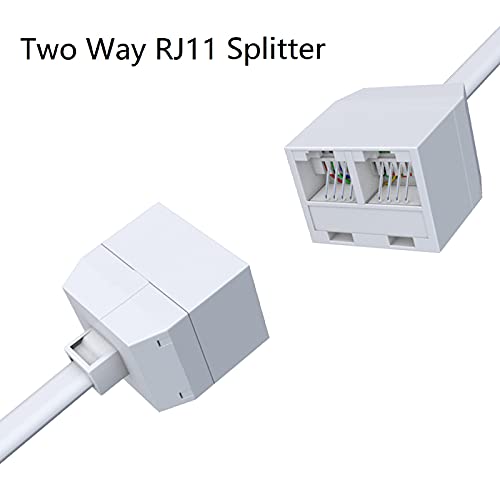 Goupchn Iki Yönlü Telefon Bölücüler RJ11 Erkek Çift Dişi Kablo 6P4C Telefon Duvar Adaptörü Ayırıcı Beyaz Sabit Hat 2-Pack