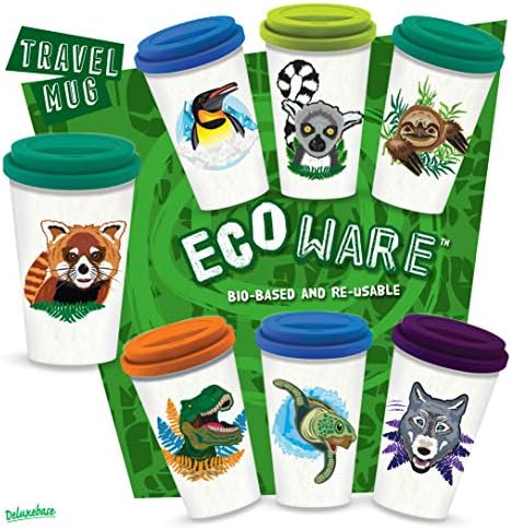 Deluxebase'den Ecoware Yeniden Kullanılabilir Seyahat Kupa - Zürafa. 400ml Çevre Dostu hayvan kahve kupa. Bambu ve biyo bazlı