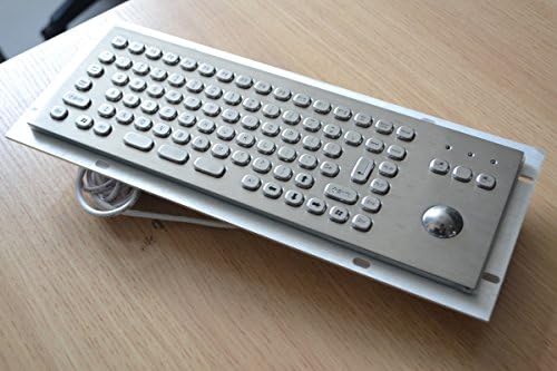 Mini Boyutu Metal Klavye ile 25mm Optik trackball - 300x103.5mm - USB - ABD Düzeni-F1-F12 Tuşları - Kiosklar ve Endüstriyel