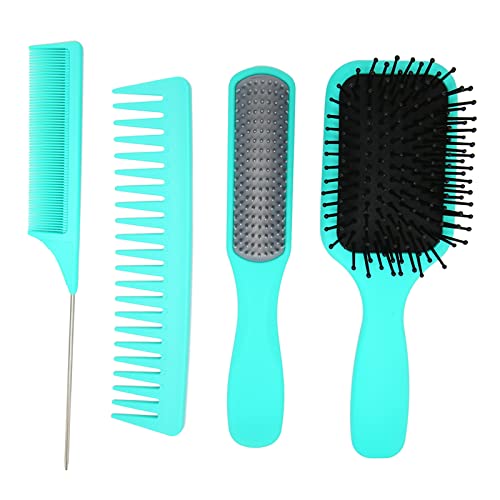 Saç Tarağı, Yuvarlak Tarak Dişleri 4'ü 1 Arada Dolaşık Açıcı Saç Fırçası Kürek Fırçası Tüm Saç Stilleri için Dokuz Sıra Tarak
