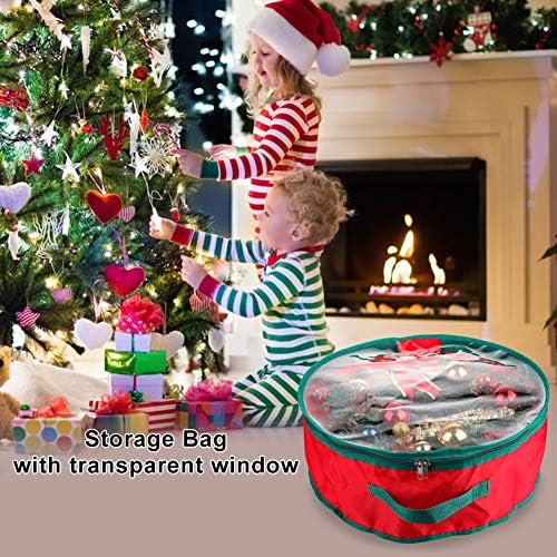 MeiBoAll 20 inç Noel Çelenk saklama çantası Çelenk Tatil Konteyner ile Temizle Pencere Yırtılmaya Dayanıklı Kumaş Noel Çelenk