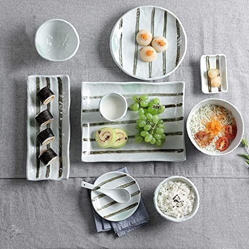 Seramik Yemek Takımları, Kase / fincan/kaşık|şerit 14 Parça Yemek Seti Japon Tarzı El Çizim Mavi Sır Porselen Kombinasyonu