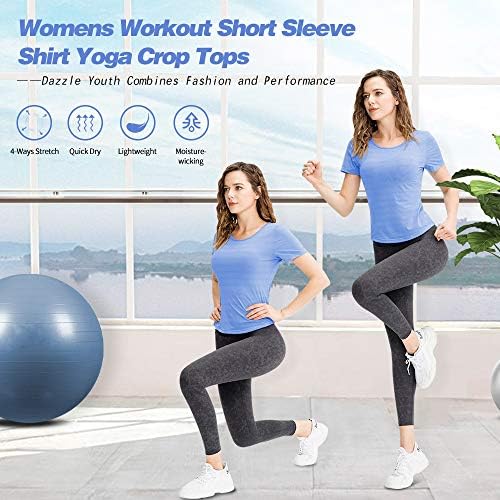 Kadın Egzersiz Kısa Kollu Koşu Gömlek Serin Kuru Nefes Yoga Kırpma Üstleri Egzersiz Atletik T-Shirt