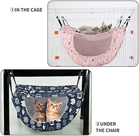 2 Katmanlı Asılı Kedi Kafesi Hamak, nefes Küçük Hayvan Uyku Tulumu ile İnce ve Peluş Mat Çift Taraflı Gelincik Sandalye Kafes