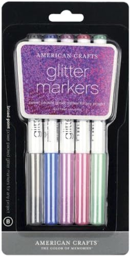 Amerikan El Sanatları Glitter Marker Kalemler-Geniş Nokta Ucu-Asitsiz, Toksik Olmayan Mürekkep-5'li Paket