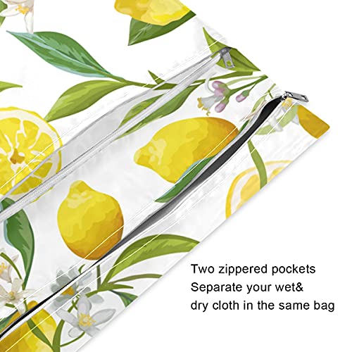 Limon ağacı ıslak kuru çanta kullanımlık bezi ıslak çanta için mayolar su geçirmez ıslak Organizatör ile iki fermuarlı cepler