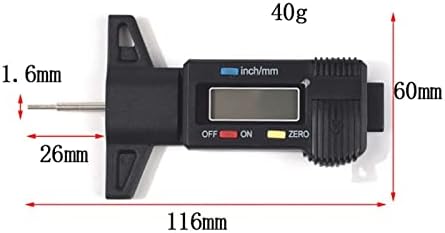 JUSTHENGGUANG Sürmeli Kumpas 0-25MM dijital ekran Elektronik Lastik Diş Derinliği Ölçüm Aracı Dijital Kumpas Siyah Desen Derinlik